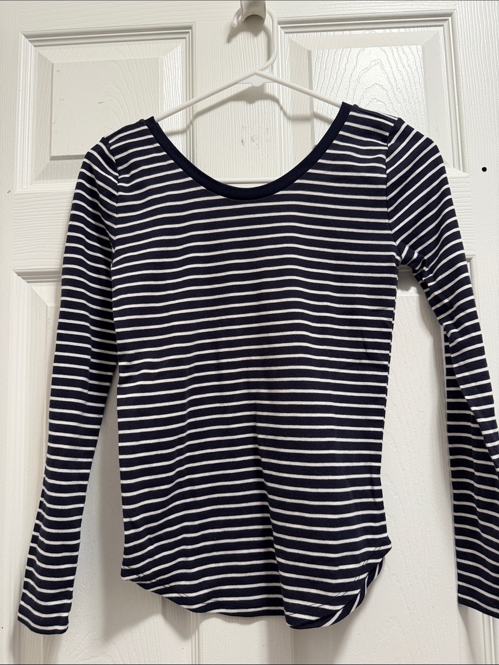 LOFT Navy and White Striped Tee Shirt